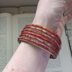 Red and Gold Beaded Bracelet
